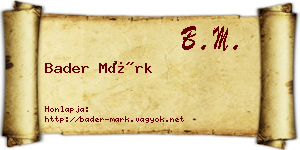 Bader Márk névjegykártya